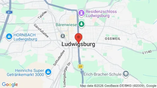 Werkstätte zur Miete i Ludwigsburg - kort over placeringen