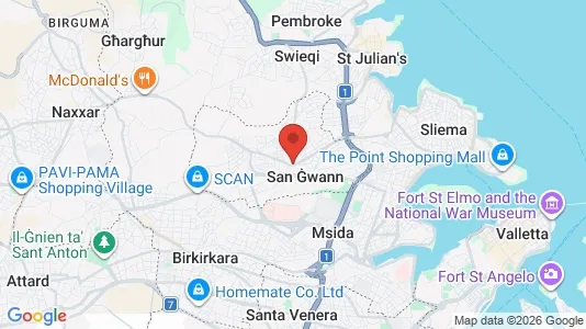 Office spaces for rent i San Ġwann - kort over placeringen