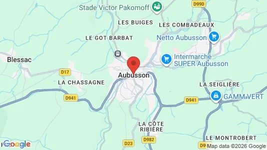 Propiedades comerciales En alquiler i Aubusson - kort over placeringen