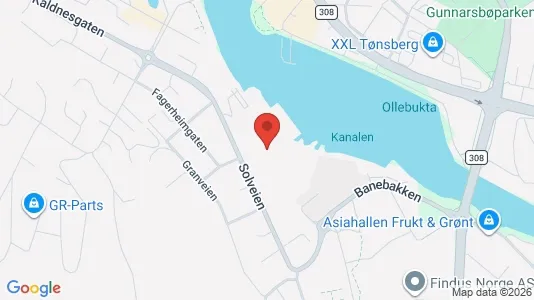 Lagerlokaler til leje i Tønsberg - kort over placeringen