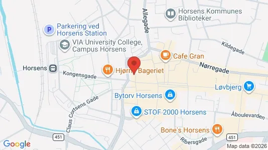 Kontorlokaler til leje i Horsens - kort over placeringen