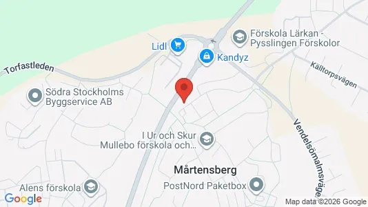 Værkstedslokaler til leje i Haninge - kort over placeringen