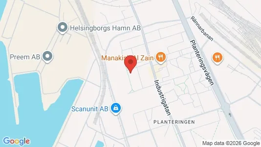 Værkstedslokaler til leje i Helsingborg - kort over placeringen