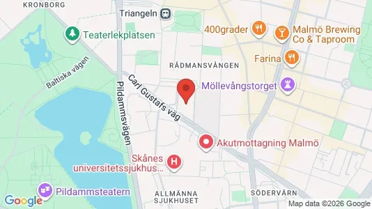 Kontorslokaler för uthyrning i Malmö Centrum - kort over placeringen