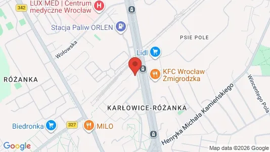 Kantorruimte te huur i Wrocław - kort over placeringen