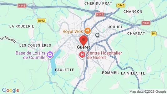 Lokaler til leje i Guéret - kort over placeringen