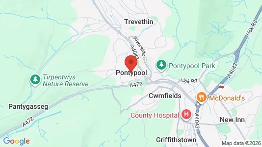 Lokaler til salg i Pontypool - Gwent - kort over placeringen