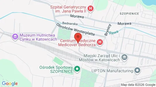 Commercial properties for rent i Katowice - kort over placeringen
