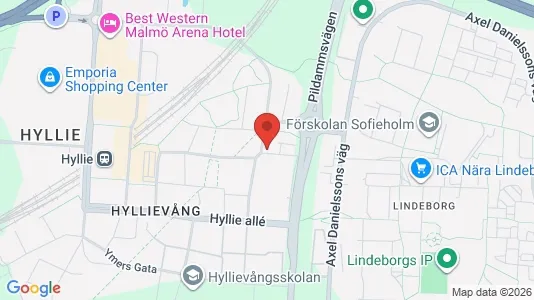 Kontorlokaler til leje i Hyllie - kort over placeringen