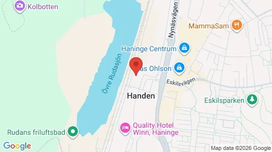 Værkstedslokaler til leje i Haninge - kort over placeringen