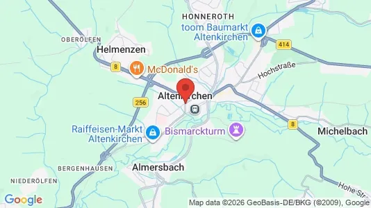 Restaurants for rent i Altenkirchen - kort over placeringen