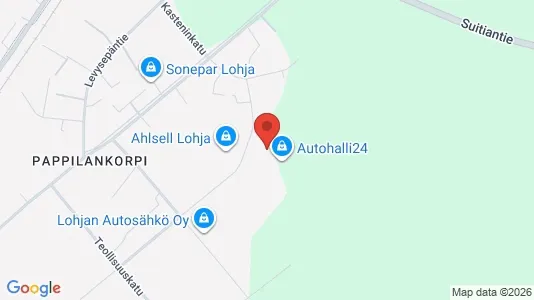 Verkstedhaller til leie i Lohja - kort over placeringen