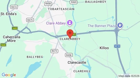 Sklepy Do wynajęcia i Clareabbey - kort over placeringen
