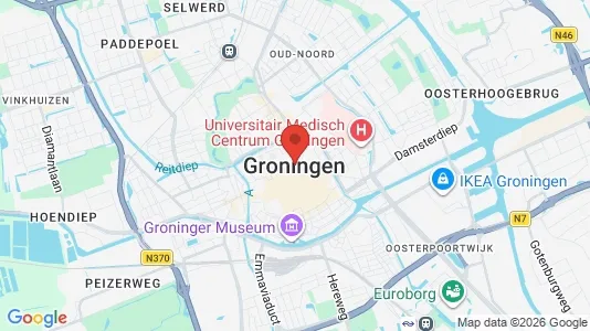 Shops for rent i Groningen - kort over placeringen