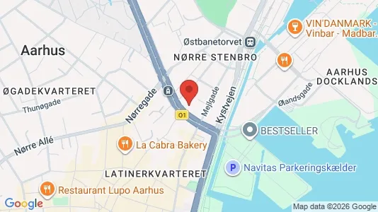 Kantorruimte te huur i Aarhus C - kort over placeringen