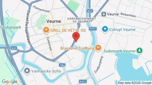 Lokaler til leje i Veurne - kort over placeringen