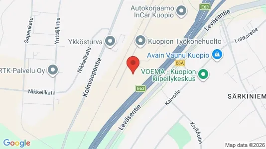 Industrial properties for rent i Kuopio - kort over placeringen