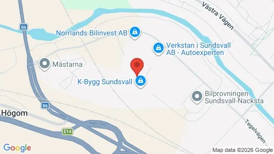Lokaler til leie i Sundsvall - kort over placeringen