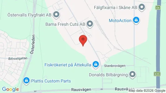 Verkstedhaller til leie i Helsingborg - kort over placeringen