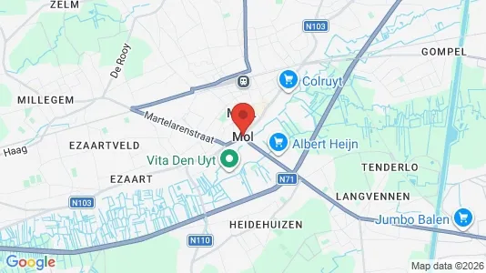 Shops for sale i Mol - kort over placeringen