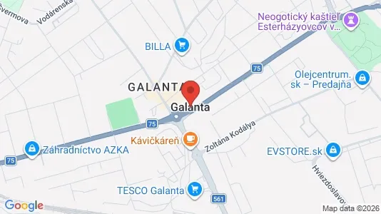Commercial properties for rent i Galanta - kort over placeringen