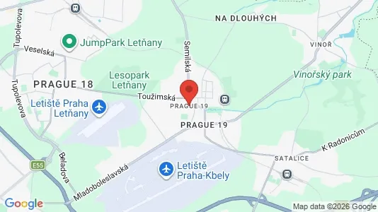 Gewerbeflächen zur Miete i Prag 19 - kort over placeringen