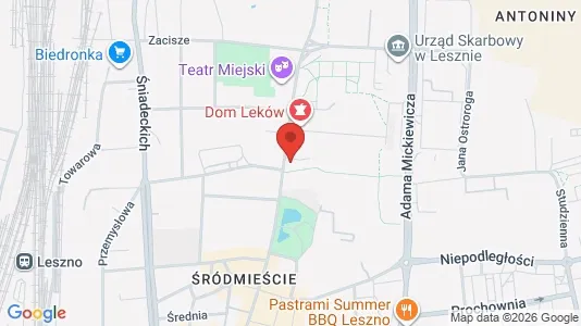 Commercial properties for rent i Leszczyński - kort over placeringen
