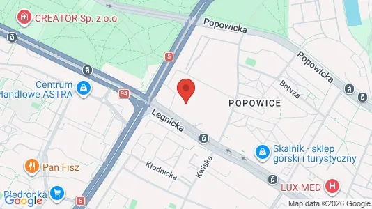 Företagslokaler för uthyrning i Wrocław - kort over placeringen