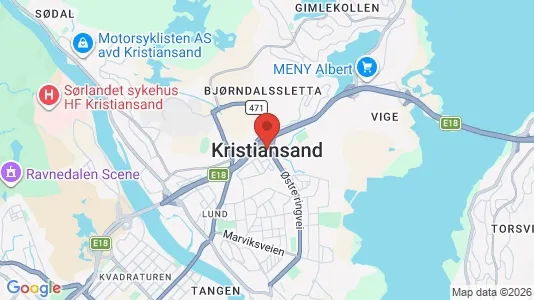 Butikslejemål til leje i Kristiansand - Foto fra Google Street View