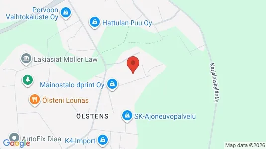 Lagerlokaler för uthyrning i Borgå - kort over placeringen