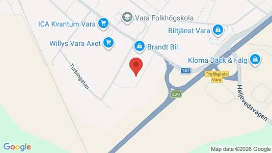 Warehouses for rent i Vara - kort over placeringen