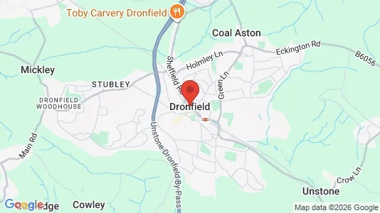 Liikekiinteistöt Myynnissä i Dronfield - Derbyshire - kort over placeringen