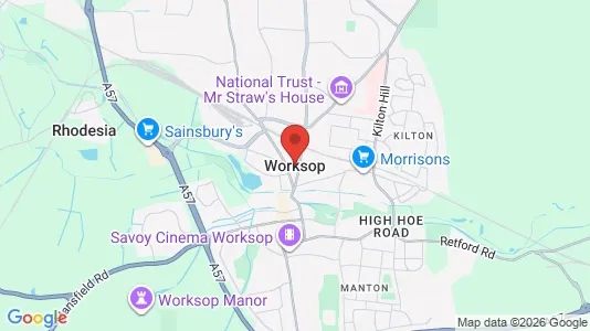 Ladenlokale zur Miete i Worksop - Nottinghamshire – Foto von Google Street View