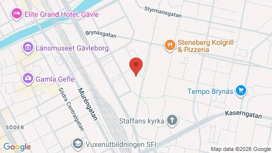 Commercial properties for rent i Gävle - kort over placeringen