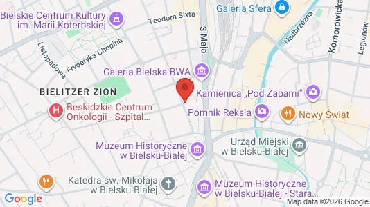 Commercial properties for rent i Bielsko-Biała - kort over placeringen