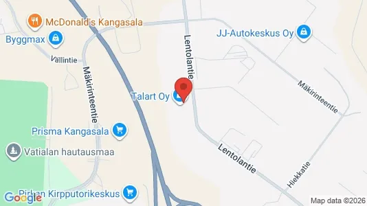 Verkstedhaller til leie i Kangasala - kort over placeringen