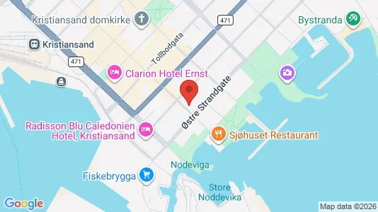 Kantorruimte te huur i Kristiansand - kort over placeringen