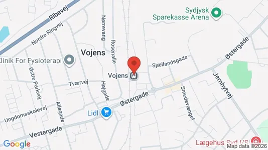 Propiedades comerciales En alquiler i Vojens - kort over placeringen