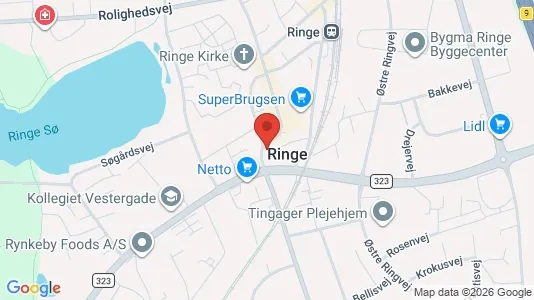 Commercial properties for rent i Ringe - kort over placeringen