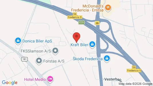 Commercial properties for rent i Fredericia - kort over placeringen