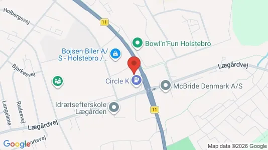 Företagslokaler för uthyrning i Holstebro - kort over placeringen