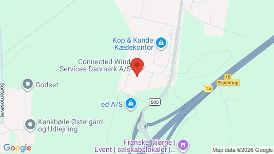 Commercial properties for rent i Skødstrup - kort over placeringen