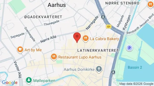 Gewerbeflächen zur Miete i Aarhus C - kort over placeringen