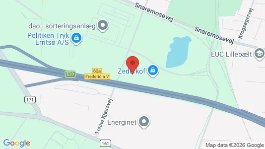 Commercial properties for rent i Fredericia - kort over placeringen