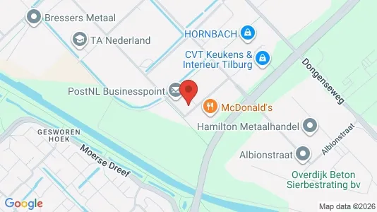 Commercial properties for rent i Tilburg - kort over placeringen