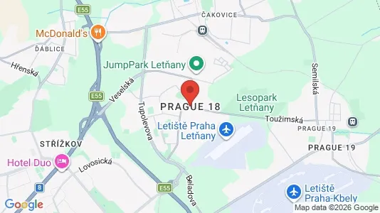Lokaler til leie i Praha 18 - kort over placeringen