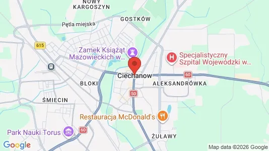 Commercial properties for rent i Ciechanowski - kort over placeringen