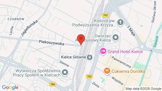 Commercial properties for rent i Kielce - kort over placeringen