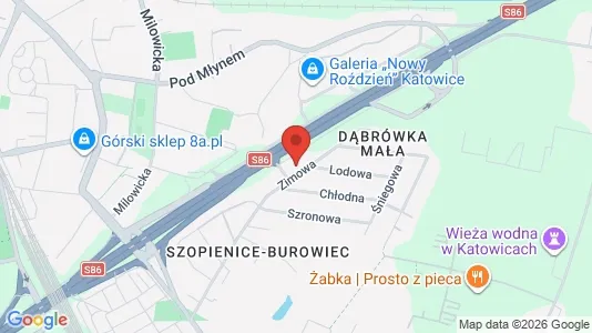 Commercial properties for rent i Katowice - kort over placeringen