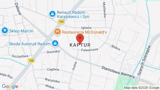 Commercial properties for rent i Radom - kort over placeringen